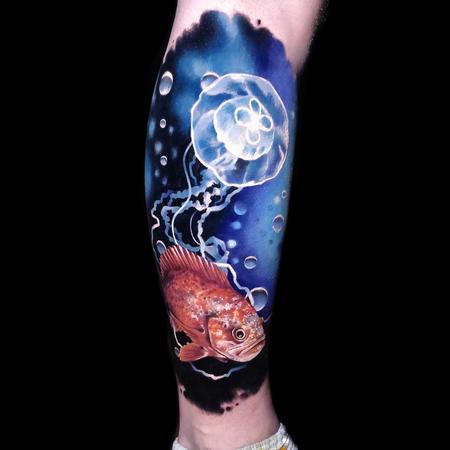 Tattoos - Rockfish and Jellyfish tattoo - 136123